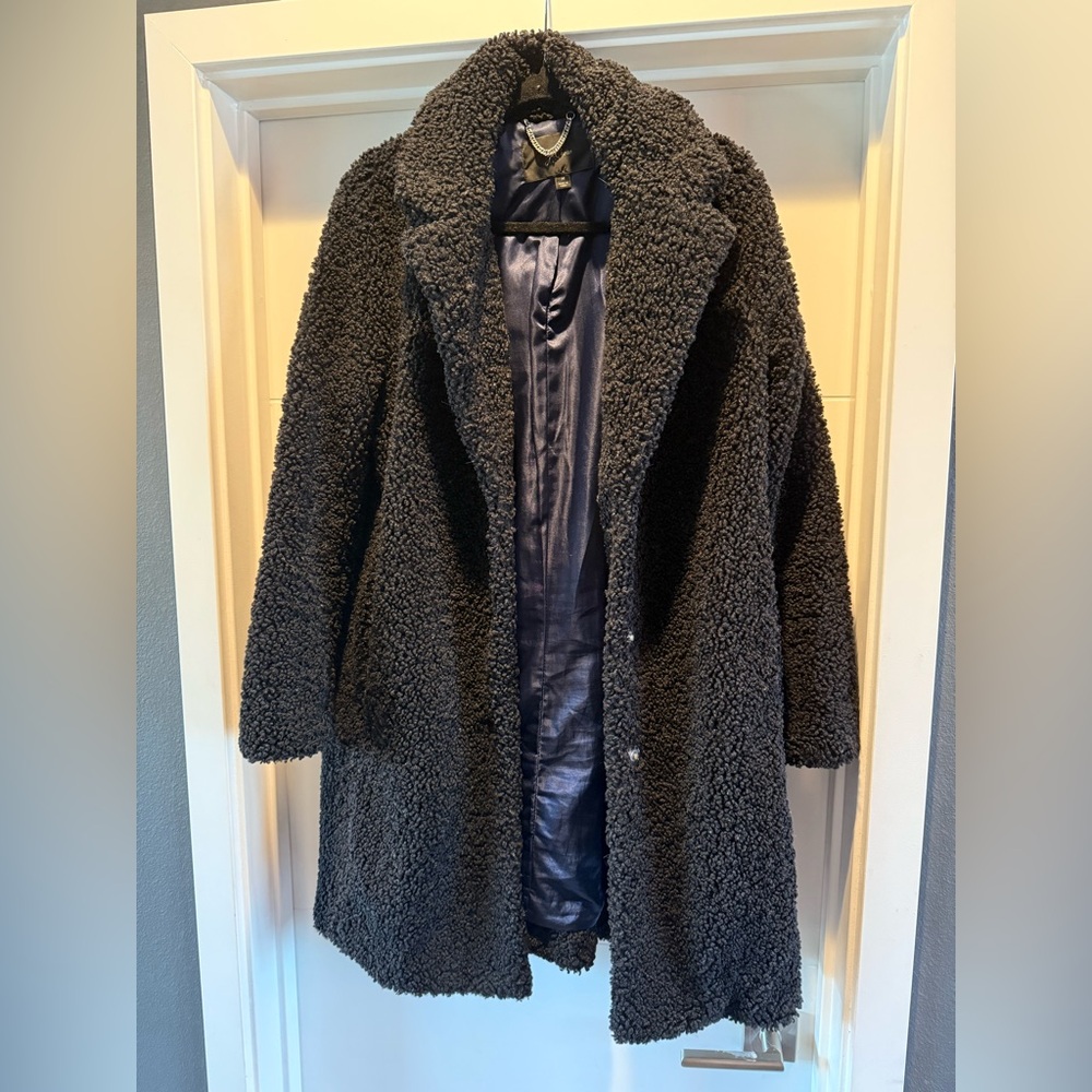 J. Crew Teddy Sherpa Style Coat Black Size Medium